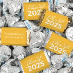 128 Pcs Graduation Candy Party Favors Hershey's Miniatures and Silver Kisses by Just Candy (1.58 lbs approx. 128 Pcs)