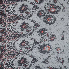 1 Yard Luxury Silk Chiffon 51" Wide Gray, White & Coral Sheer Fabric for Fashion