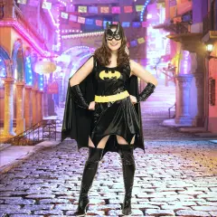 Womens Plus Size Batgirl Costume with Cape and Eyemask Set