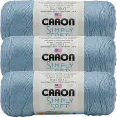 Caron Simply Soft Light Country Blue Yarn - 3 Pack of 170g/6oz - Acrylic - 4 Medium (Worsted) - 315 Yards - Knitting/Crochet