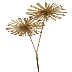 24" Gold Glitter Sequin Double Starburst Ball Spray &ndash; Festive Christmas Floral Pick