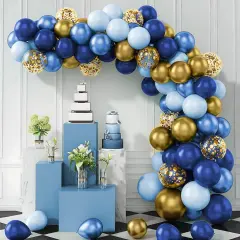 133PCS Navy Blue Balloon Garland Arch Kit &ndash; Navy, Macaron Blue, Metallic Blue, Confetti & Gold Latex Balloons for Baby Shower, Bridal Shower, Birthday Party & Wedding D&eacute;cor