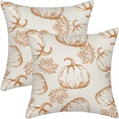 Pumpkin Decor Throw Pillows Case for Couch Maple Leaves Autumn Harvest Indoor Outdoor