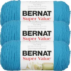 Bernat Super Value Solid Yarn -Peacock, Multipack Of 3