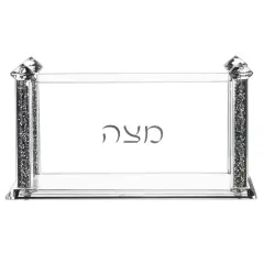 Crystal Square Matzah Box with Decorative Gemstones Clear