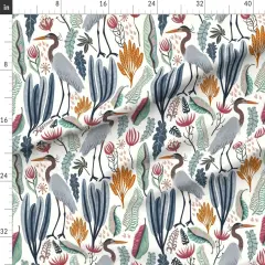 Various Fabrics by the Yard or Fat Quarter Heron Botanical Large Scale Cranes Marshland Habitat Custom Printed Fabric by Spoonflower