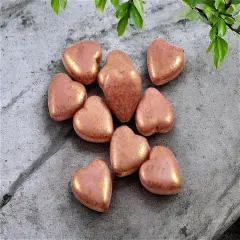 *10* 14mm Gold Lustered Mauve Pink Heart Beads
