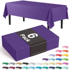 Exquisite 6-Pack Premium Plastic Tablecloth 54in. x 108in. Rectangle Plastic Table Cover Purple