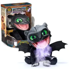 WOW! STUFF How To Train Your Dragon: Toothless Puppetronic by RealFX - Looks-Feels-Sounds Real, 50+ Action & Sounds, 10" High Plush, Kids Ages 6+