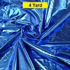 Metallic Foil Spandex Lame Stretch Fabric for Apparel and Costumes Royal