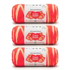 Red Heart All in ONE Flower Power Yarn 24 Pack-Red Hot Phlox