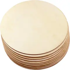 10 Pack 8 Inch Unfinished Natural Wood Round Circle