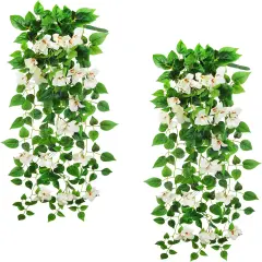 2 Pcs Artificial Hanging Bougainvillea - White