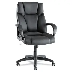 Black Leather High-Back Swivel Office Chair with Cushions and Tilt Feature