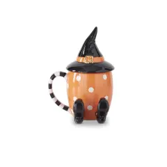 7" Orange Halloween Mug with Witch Hat - 1 Mug