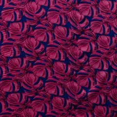 1 Yard All Over Monstera Leaf Fabric, 100% Polyester, 36in L x 45in W Tropical Print Magenta/Royal