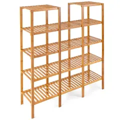 Modern Wicker Wood 4-Shelf Bookcase with 12 Cubes Lightweight Shelving Unit for Home or Office Storage