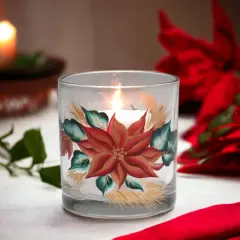 Poinsettia Flower Glass Votive Candle Holders, Home D&eacute;cor, Gift for Her, Gift for Mom, Nature Lover Gift, Vintage Decor