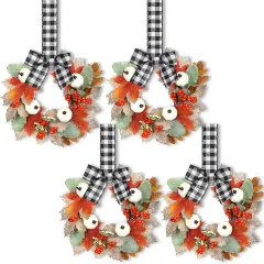 4 Pcs 9" Mini Fall Wreath - Pumpkin Style