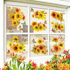Sunflower Window Clings Large Size Sunflower Window Decals Fall