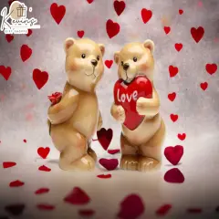 Ceramic Valentines Day Teddy Bear Salt and Pepper Shakers, Home D&eacute;cor, Gift for Her, Kitchen D&eacute;cor, Wedding D&eacute;cor or Gift, Wedding Favor