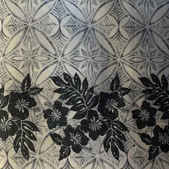 1 Yard Tropical Floral Border Fabric 100% Polyester, 60" Wide Grey