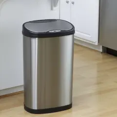 Grey Stainless Steel Touch less Trash Can with Sensor Lid and Soft Close System