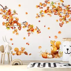 Fall Thanksgiving Wall Stickers Decor Fall Maple Leaves Tree Branch Wall Decals