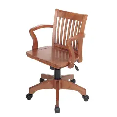 Wood Bankers Chair with Pneumatic Height and Tilt Control Medium brown