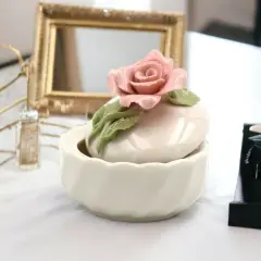 Ceramic Rose Flower Jewelry Box, Home D&eacute;cor, Gift for Her, Gift for Mom, Vanity D&eacute;cor, Valentine&rsquo;s Day D&eacute;cor, Romantic D&eacute;cor
