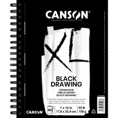 Canson XL Black Drawing Pad 7"X10"-Wire Bound, 40 Sheets
