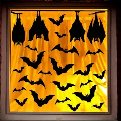6 Sheets Large Scary Bats Silhouette Window Stickers