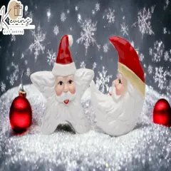 Ceramic Christmas Star & Moon Santa Salt & Pepper Shakers, Home D&eacute;cor, Gift for Her, Gift for Mom, Kitchen D&eacute;cor, Christmas D&eacute;cor