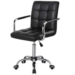 Black PU Leather Ergonomic Office Chair with Adjustable Height, Swivel and Casters