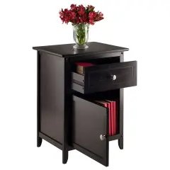 Modern Espresso End Table with Storage for Living Room or Bedroom