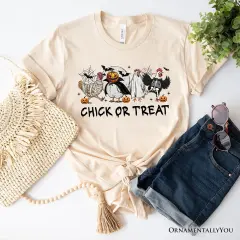 Chick or Treat Spooky T-Shirt, Halloween Chicken Tee for Country Life Enjoyers