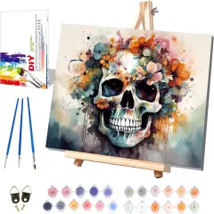 Skull Paint by Numbers for Adults with Framed