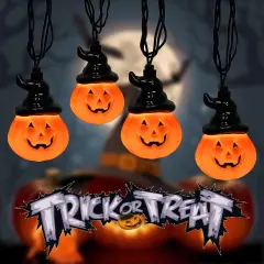 10 LED Hooded Jack-O-Lantern Lights