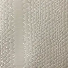 1 Yard Culebra Patent 3D Embossed Snake Skin Vinyl Fabric For Upholstery Handbags 54" Width Ivory