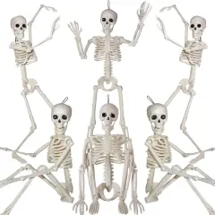 6PCS Halloween Skeleton Decorations - 16" with Movable Joint