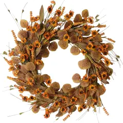22 Inch Fall Wreath with Eucalyptus Leaves