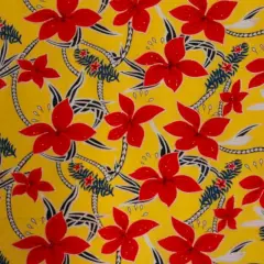 1 Yard Large All Over Plumeria Glitter Polyester Fabric 60 Inch Width Yellow