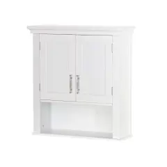 White Bathroom Wall Cabinet with Adjustable Shelf Drawer and Open Storage Cupboard