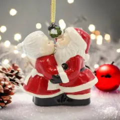 Christmas Decor Santa And Mrs. Claus Kissing Ornament, Home D&eacute;cor, Gift for Her, Gift for Mom, Kitchen D&eacute;cor, Christmas D&eacute;cor