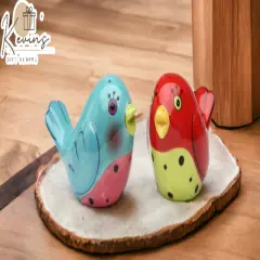 Ceramic Dotted Red And Blue Love Birds Salt & Pepper Shakers, Home D&eacute;cor, Gift for Her, Gift for Mom, Kitchen D&eacute;cor, Birdwatcher Gift