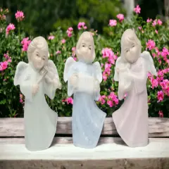 Ceramic Joyful Angels Figurines (Set Of 3), Religious D&eacute;cor, Religious Gift, Church D&eacute;cor, Church Gift, Baptism Gift