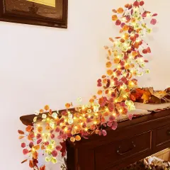 6FT Lighted Fall Eucalyptus Leaves Garland