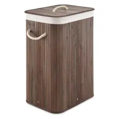 Brown Wicker Laundry Hamper with Removable Liner, Lid and Rope Handles