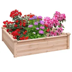 Raised Garden Bed Planter Box 3.3 ft Solid Fir Wood for Vegetables