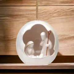 Ceramic Holy Family Globe Christmas Ornament, Home D&eacute;cor, Religious D&eacute;cor, Religious Gift, Church D&eacute;cor, Baptism Gift